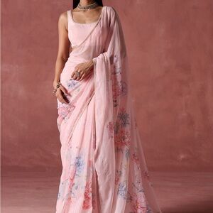 Floral Peach Saree